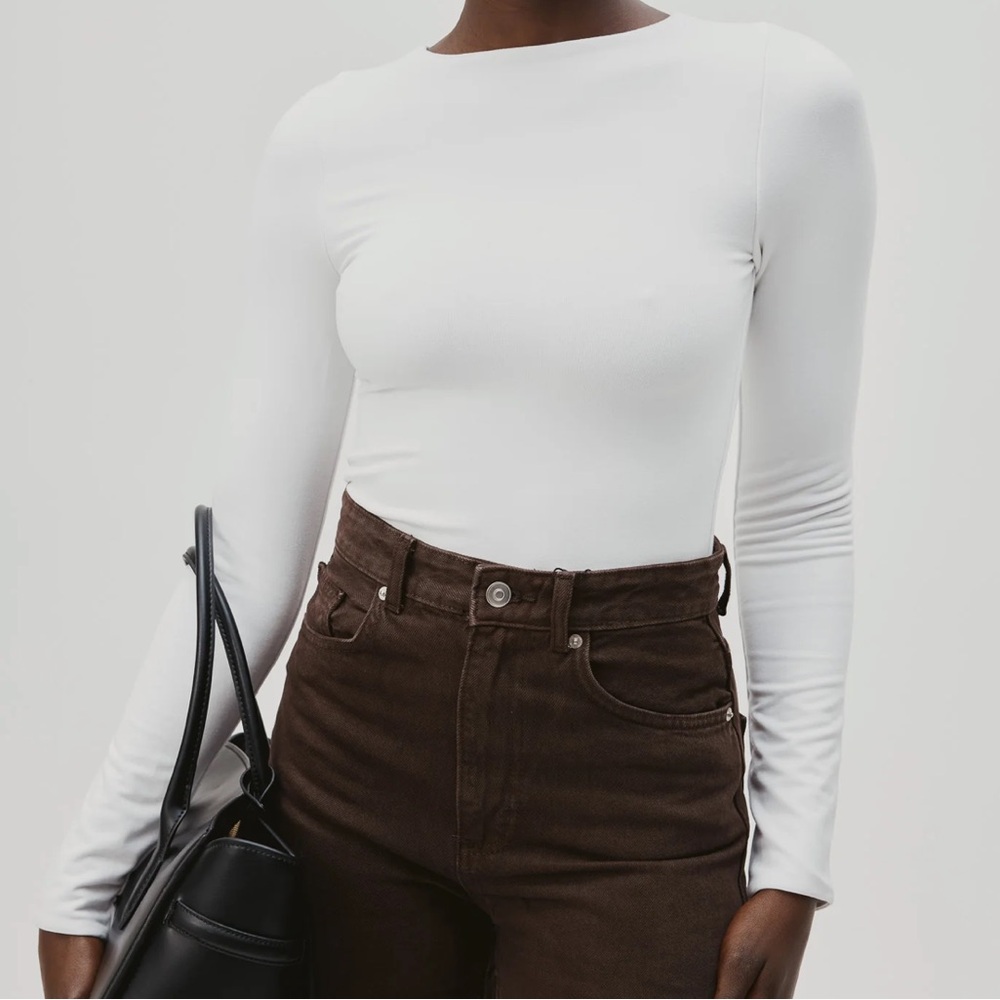 Re Ona Double Layer White Long Sleeve Top